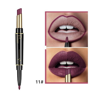 Double-end Matte Lip Lipstick Pencils Lip Liner Pen Waterproof Easy to Wear Nude Velvet Matte Lip Stick
