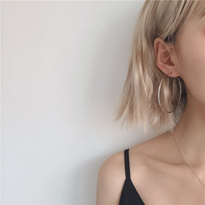 Hoop Earrings Big Smooth Circle Earrings