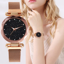 Load image into Gallery viewer, Women Mesh Magnet Buckle Starry Sky Geometric Surface Quartz Watch