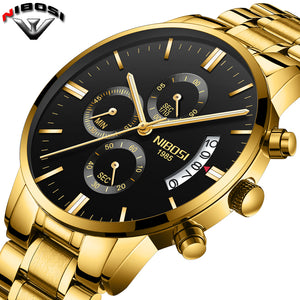Gold Quartz mens' watches  stainless steel case