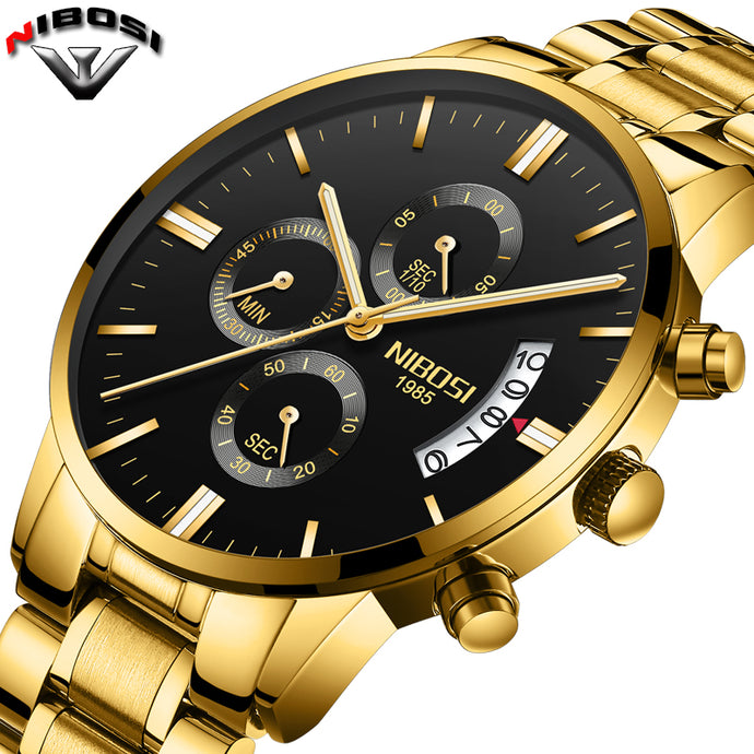 Gold Quartz mens' watches  stainless steel case