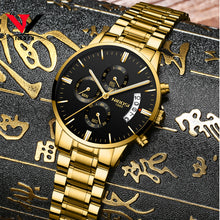 Load image into Gallery viewer, Gold Quartz mens&#39; watches  stainless steel case