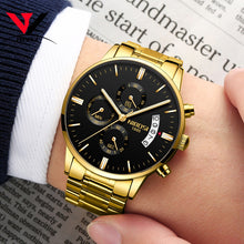 Load image into Gallery viewer, Gold Quartz mens&#39; watches  stainless steel case