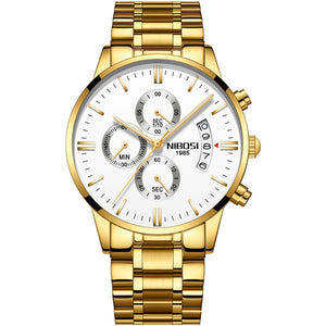 Gold Quartz mens' watches  stainless steel case