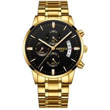 Load image into Gallery viewer, Gold Quartz mens&#39; watches  stainless steel case