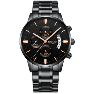 Gold Quartz mens' watches  stainless steel case