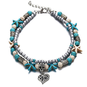 Sea Turtles and other beach motifs foot anklets