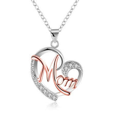 Load image into Gallery viewer, HUITAN Fashion Letter MOM Heart Shape Inlaid Crystal Pendant Necklace Mother&#39;s Day Gift High Quality Jewelry Wholesale Lots Bulk