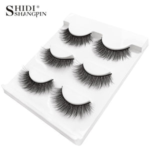 3 pairs natural false eyelashes fake lashes long makeup 3d mink lashes extension eyelash mink eyelashes for beauty #X11