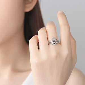 Rose Gold&Silver 100 languages I love you Projection Ring Romantic Love Memory Wedding Ring Jewelry