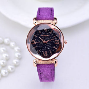 Rose Gold Leather band ladies watch