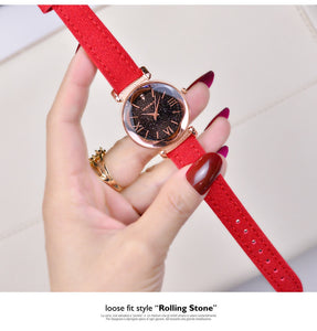 Rose Gold Leather band ladies watch