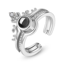 Load image into Gallery viewer, Rose Gold&amp;Silver 100 languages I love you Projection Ring Romantic Love Memory Wedding Ring Jewelry