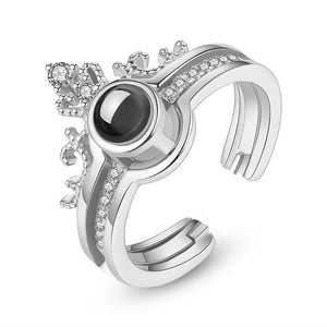 Rose Gold&Silver 100 languages I love you Projection Ring Romantic Love Memory Wedding Ring Jewelry