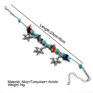 Sea Turtles and other beach motifs foot anklets