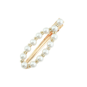 Woman elegant geometric pearl hairpins and hair clips