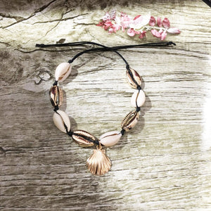 Vintage  Gold /silver shells, sequins and  beads anklet