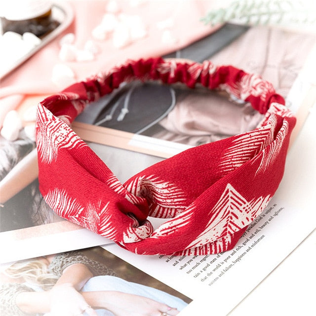 Vintage polyester knot elastic Headband